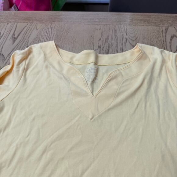 L.L. Bean Women's Pima Cotton Tunic Three-Quarter-Sleeve Splitneck Yellow Medium - Picture 4 of 8